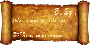 Bársony Szilárd névjegykártya